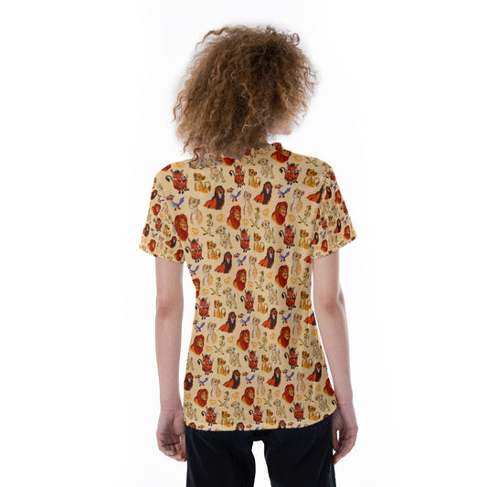 Sketched Savanna Friends - Women's Short Sleeve V-Neck T-Shirt