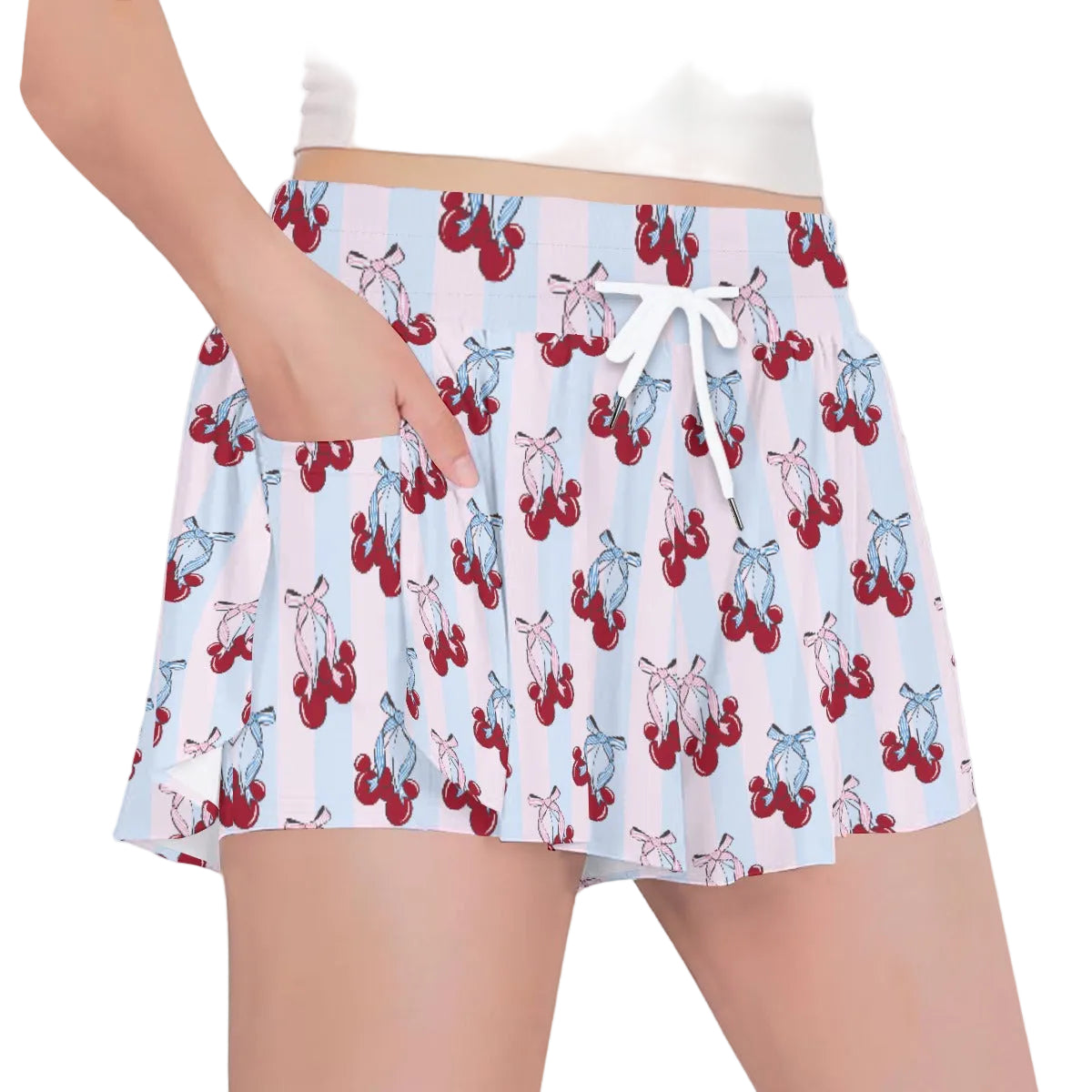 Cherry Ear Bows - Girls’ Flowy Pocket Shorts