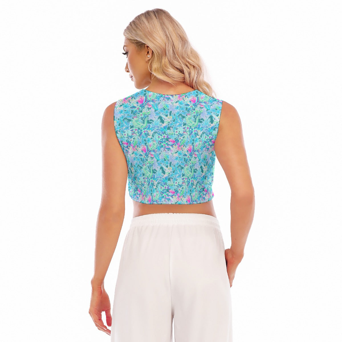 Bright Floral Flight - Neverland Adventure - Women’s Sleeveless Cropped Tee