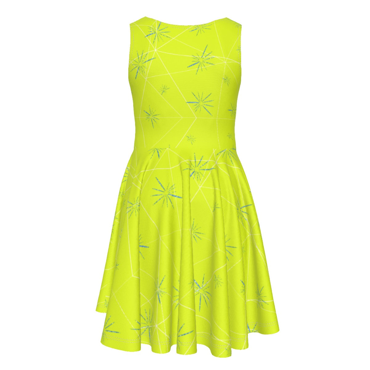 Joyful Blue & Yellow Florals- Kid's Sleeveless Skater Dress