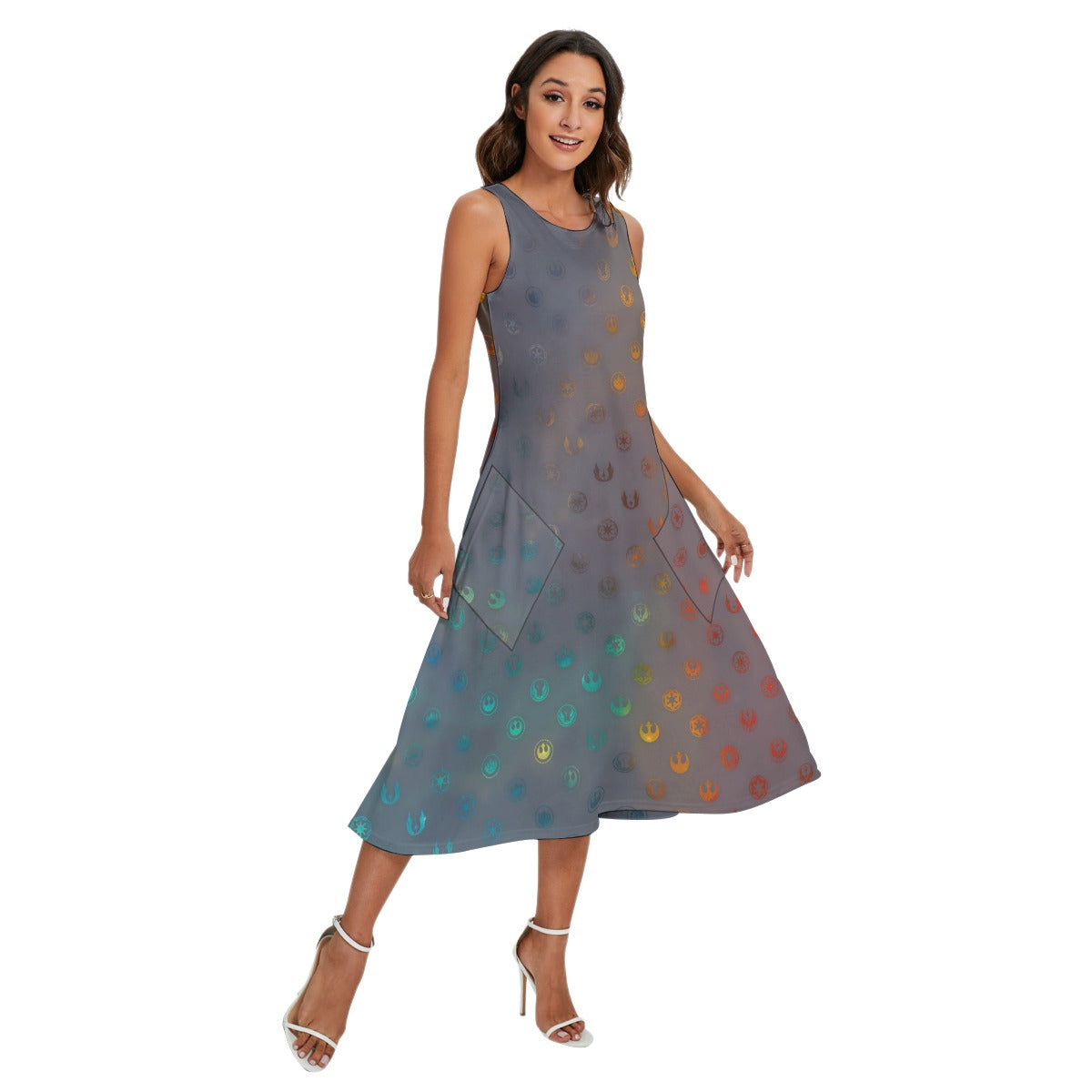 Galaxy Far Away - Women’s Diagonal Pocket Midi Dress