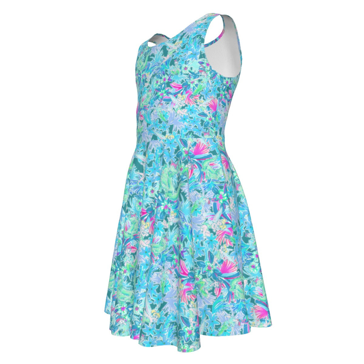 Bright Floral Flight - Neverland Adventure - Kid's Sleeveless Skater Dress