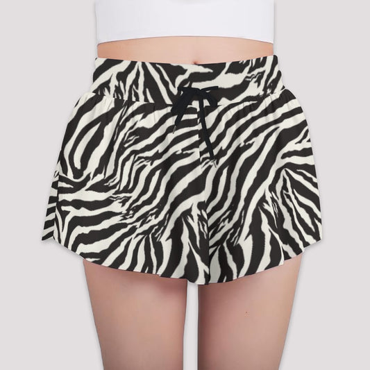 Animal Print - Zebra - Girls’ Flowy Pocket Shorts