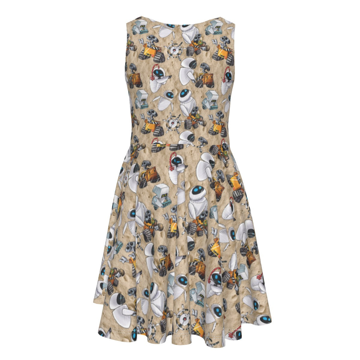 Robot Romance Sketchedched - Kid's Sleeveless Skater Dress