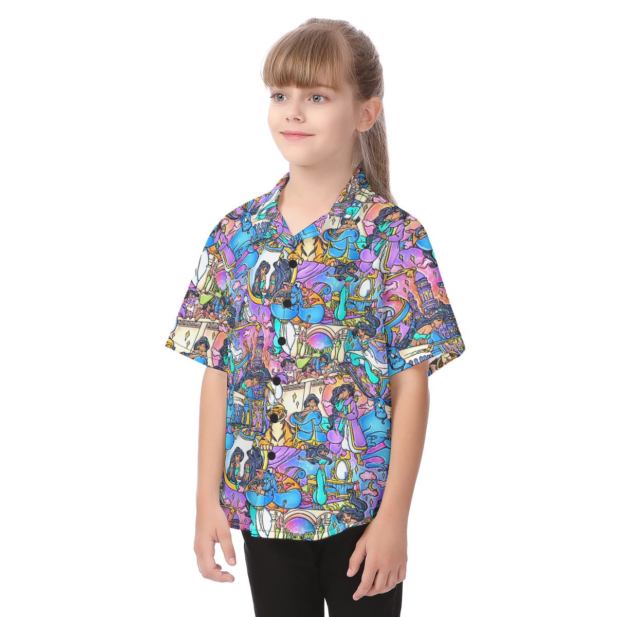 Magic Carpet Storybook Scenes - Kid's Hawaiian Button Up Shirt