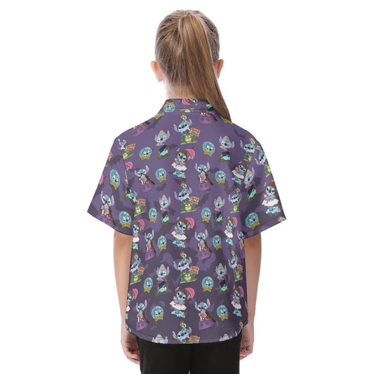 Haunted Alien Portraits - Kid's Hawaiian Button Up Shirt