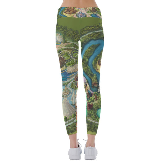 Colorful Theme Park Map - Women's Yoga Leggings