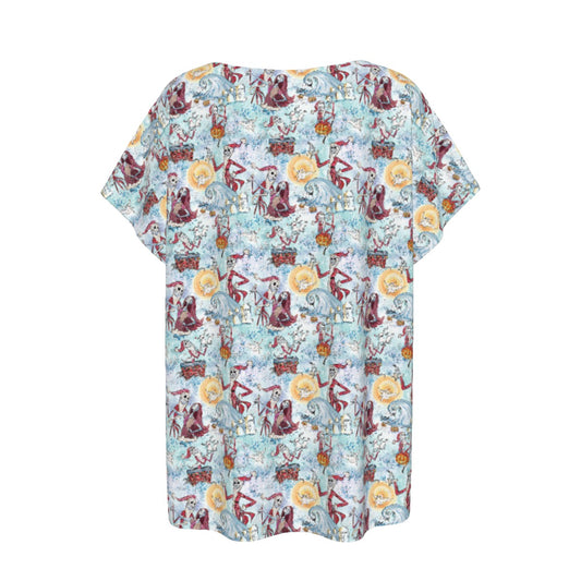 Santa Jack with Sally & Ghost DogZero - Women’s Relaxed Fit Scoop Tee