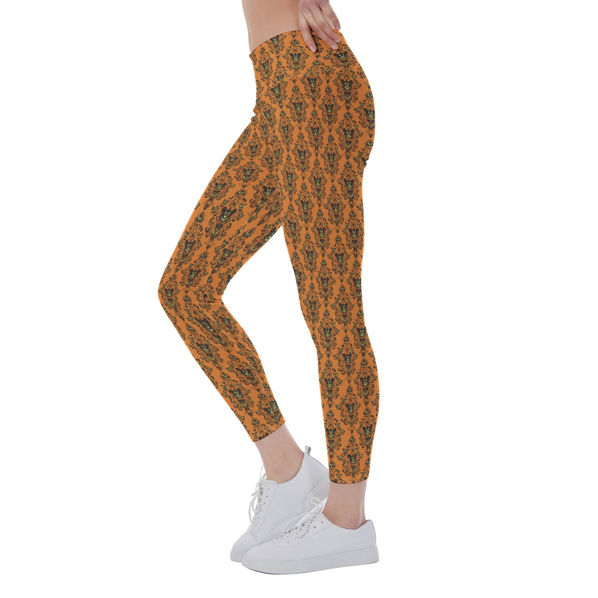 Haunted Halloween Mansion Wallpaper - Women's Yoga Leggings