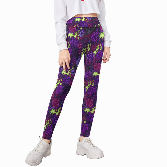 Fairytale Florals - Dark Enchantress - Kid's Leggings