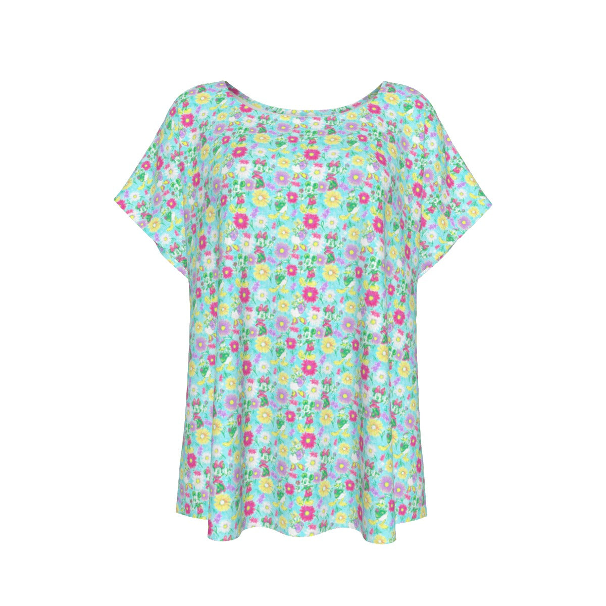 Neon Spring Floral Friendsends - Women’s Relaxed Fit Scoop Tee