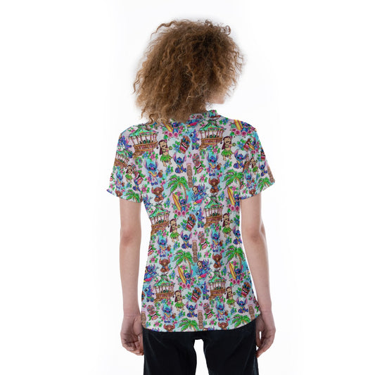 Bright Island Chaos Hand Drawn - Women's Short Sleeve V-Neck T-Shirt