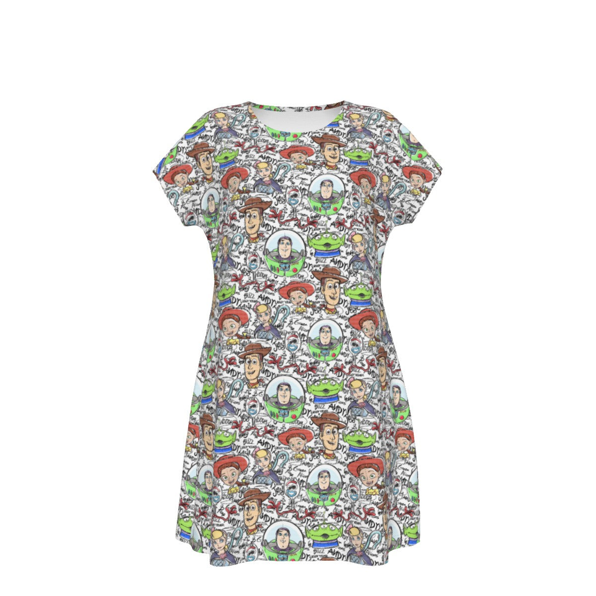 Sketch Autographs of Animated Toy Friends - Women's T-Shirt Dress