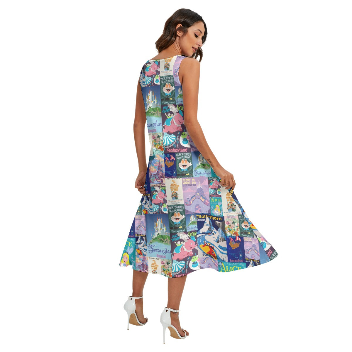 Vintage Fantasy Ride Posters - Women’s Diagonal Pocket Midi Dress