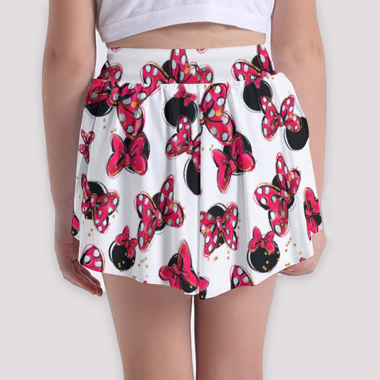 Polka Dot Bows & Mouse Ears - Girls’ Flowy Pocket Shorts