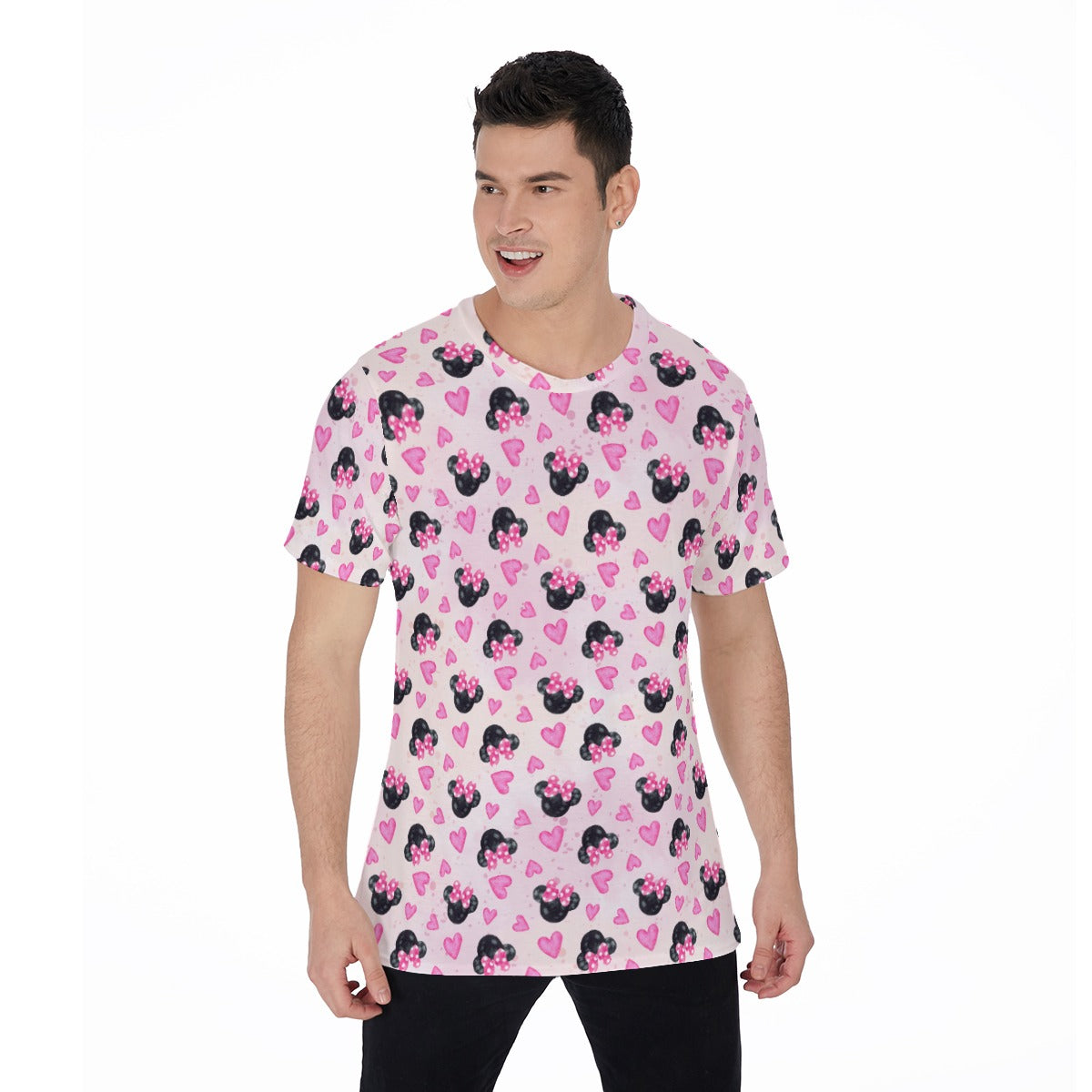 Watercolor Pink Bow Mouse Ears - Men's Short Sleeve T-Shirt