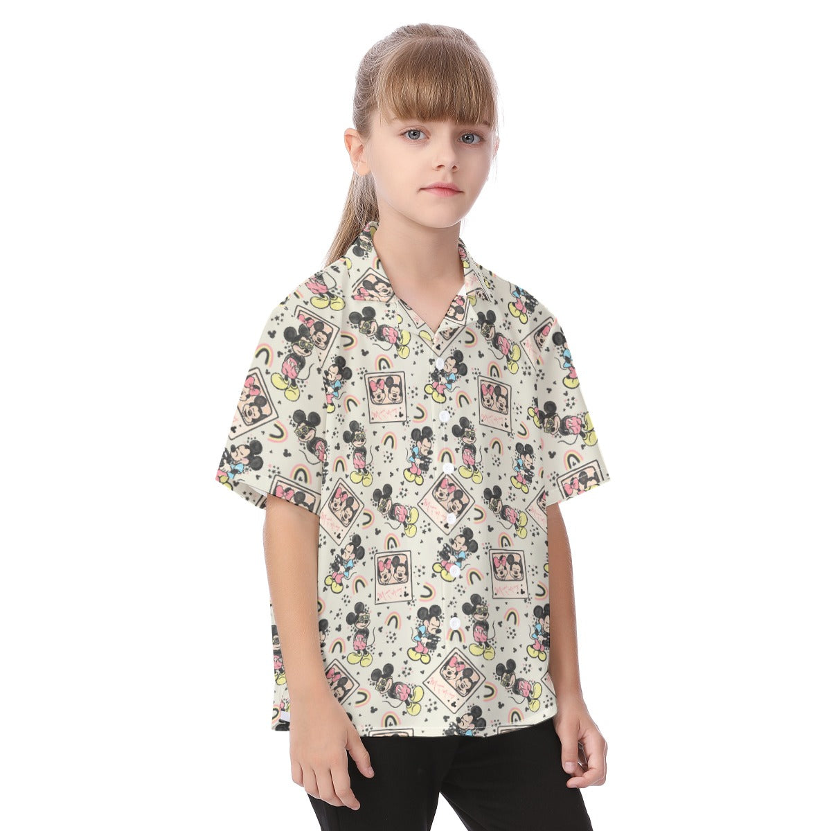 Happy Mickey - Kid's Hawaiian Button Up Shirt