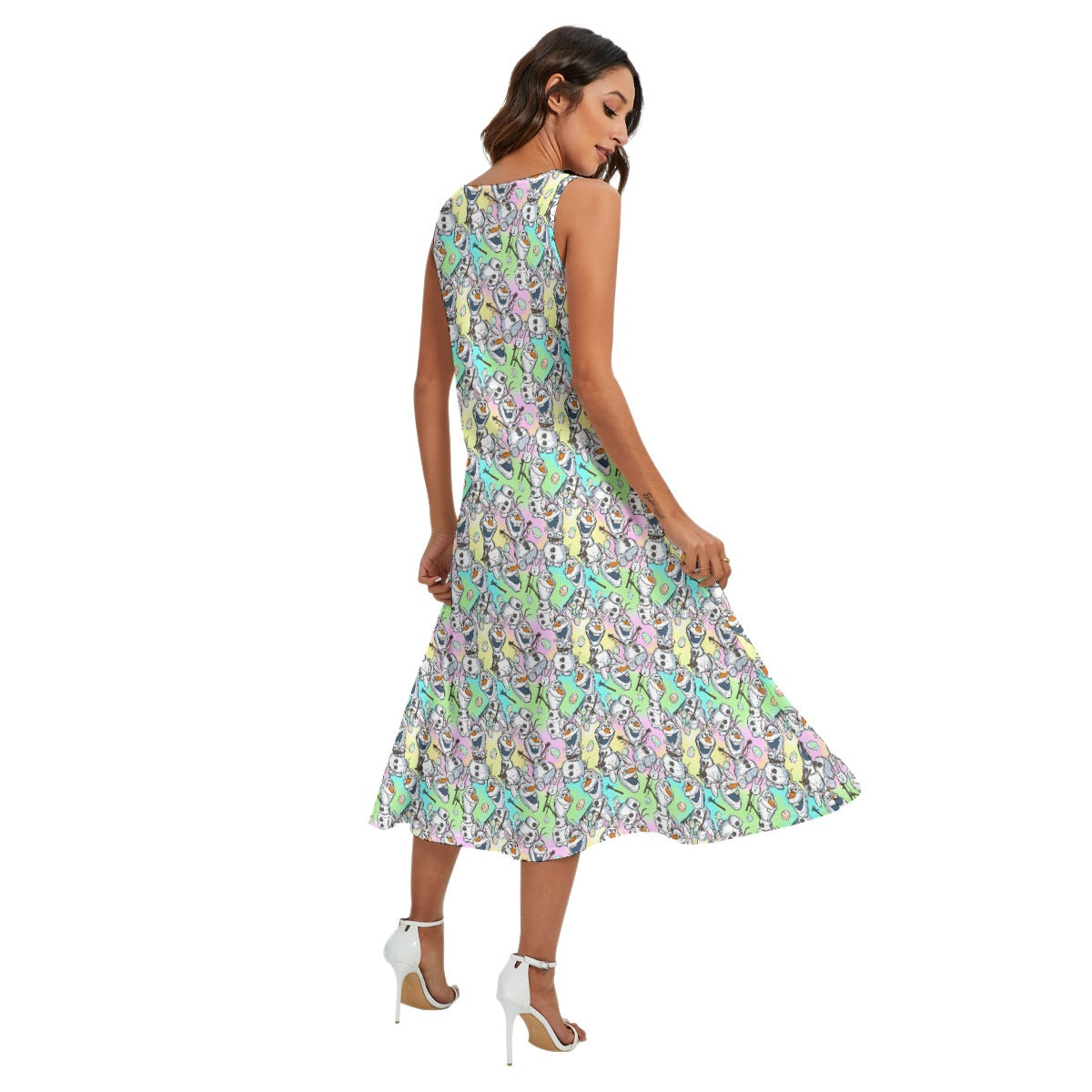 Sketched Snowman Easter - Women’s Diagonal Pocket Midi Dress