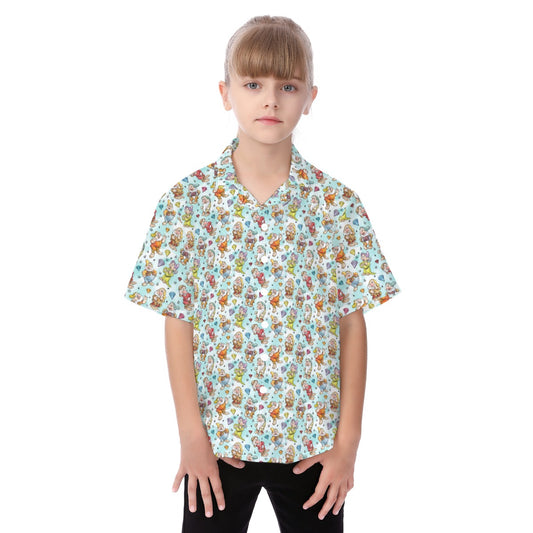 Seven Helpers Sketch - Kid's Hawaiian Button Up Shirt