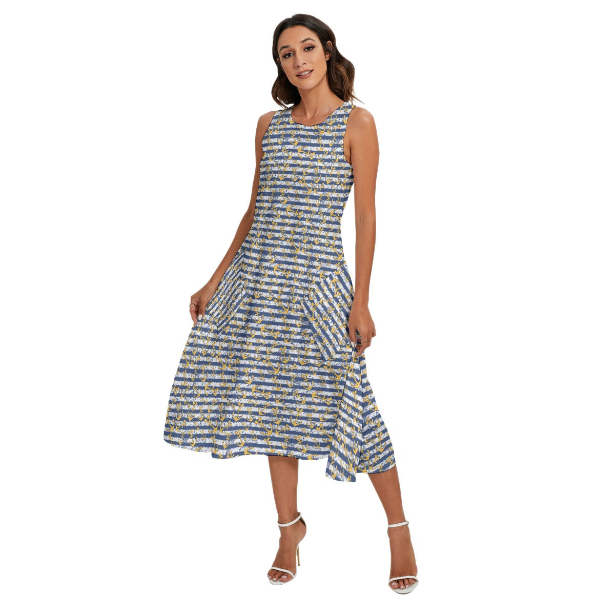 Nautical Mouse Ear Anchors - Women’s Diagonal Pocket Midi Dress