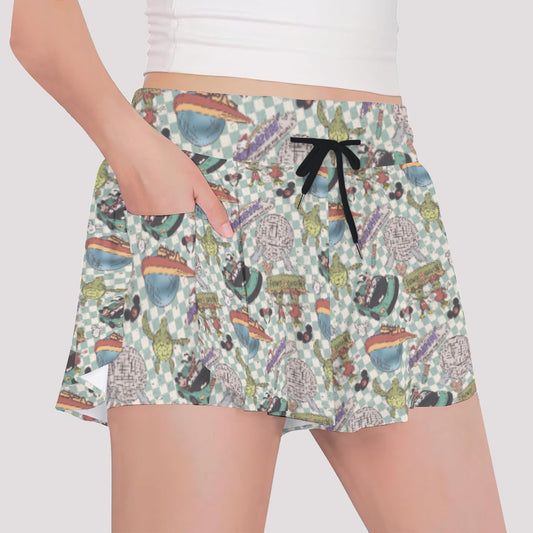 Hand Drawn EC - Girls’ Flowy Pocket Shorts