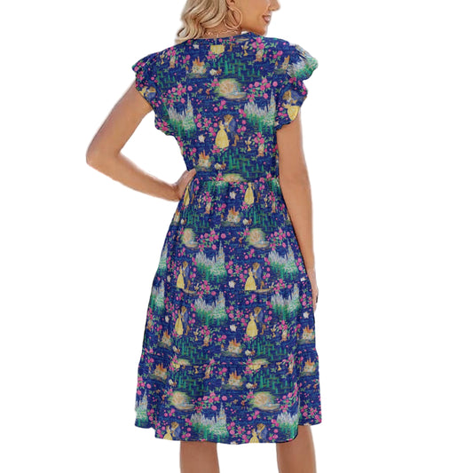 Enchanted Forest Romance - Women's Tiered Pocket Midi Dress