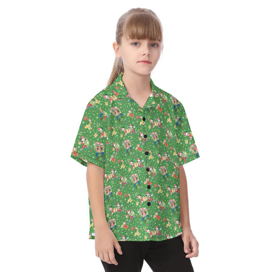 Mouse & Friends Christmas Cheertmas - Kid's Hawaiian Button Up Shirt