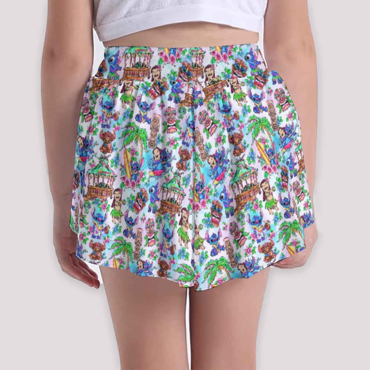 Bright Island Chaos Hand Drawn - Girls’ Flowy Pocket Shorts