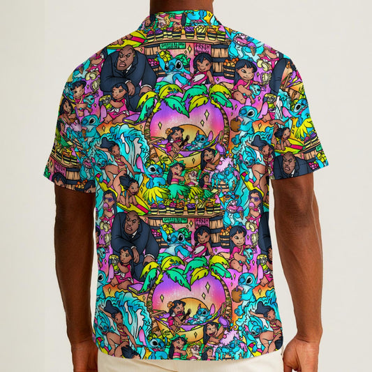 Ohana Island Storybook Scenes - Men’s Cotton-Rich Button Up Shirt