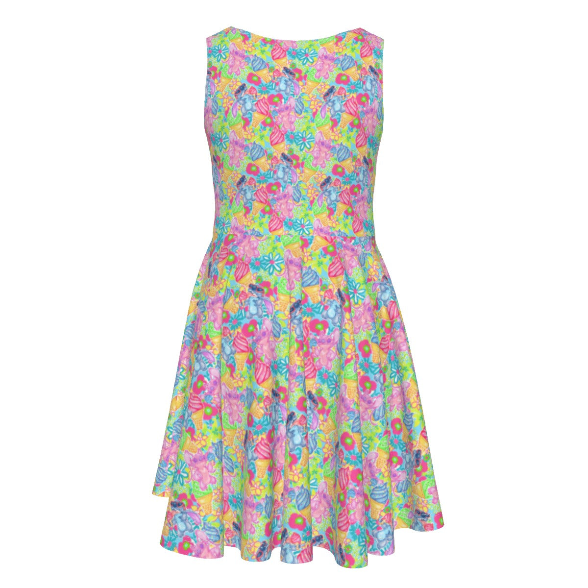 Neon Floral Summer Vibes - Kid's Sleeveless Skater Dress
