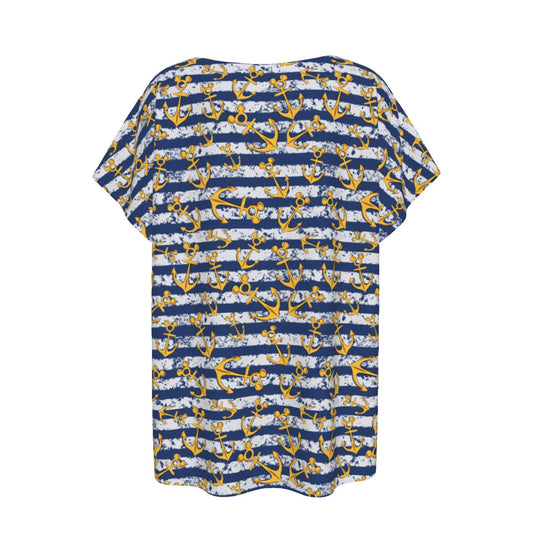 Nautical Mouse Ear Anchors - Women’s Relaxed Fit Scoop Tee