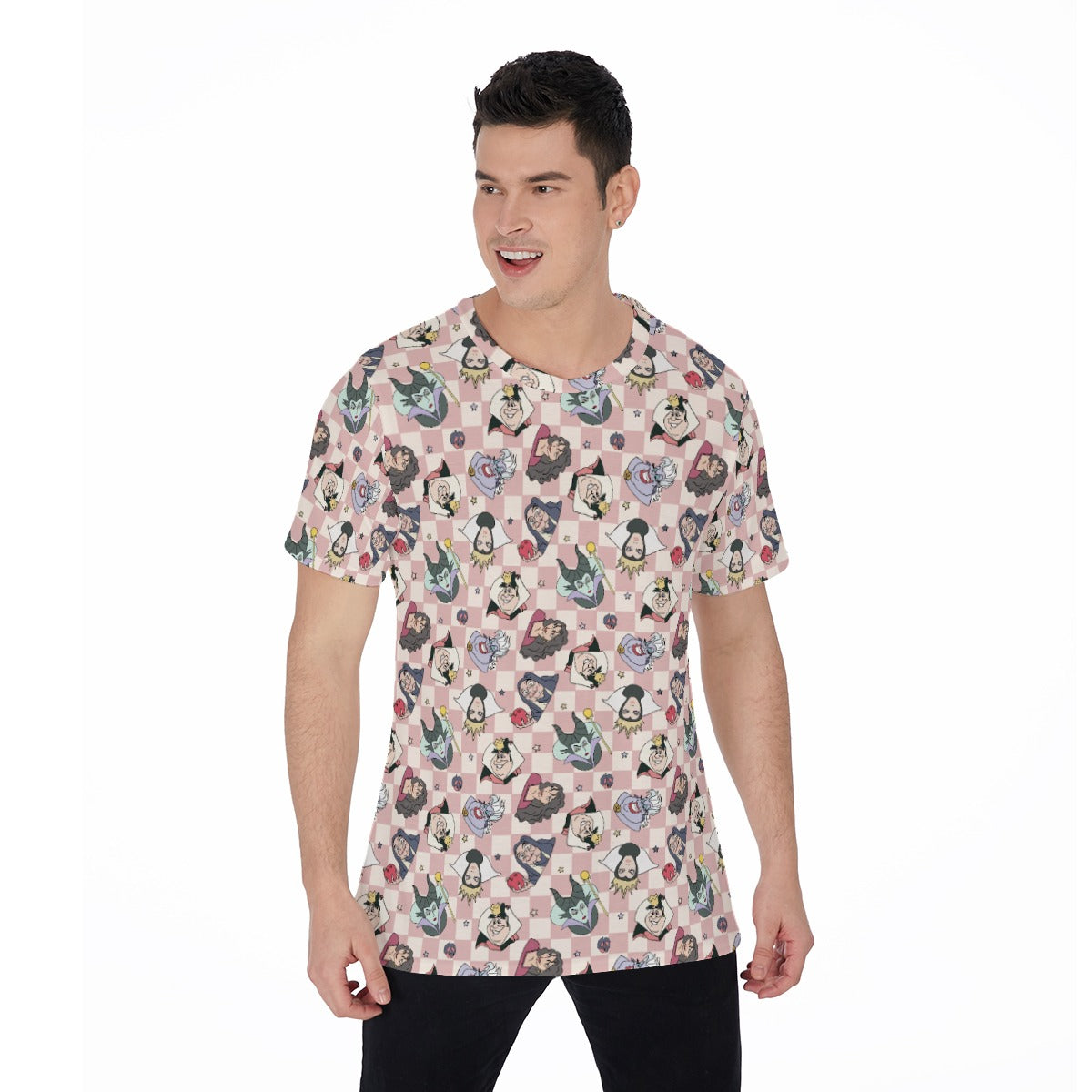 Pink Checkerboard Villains - Men's Short Sleeve T-Shirt