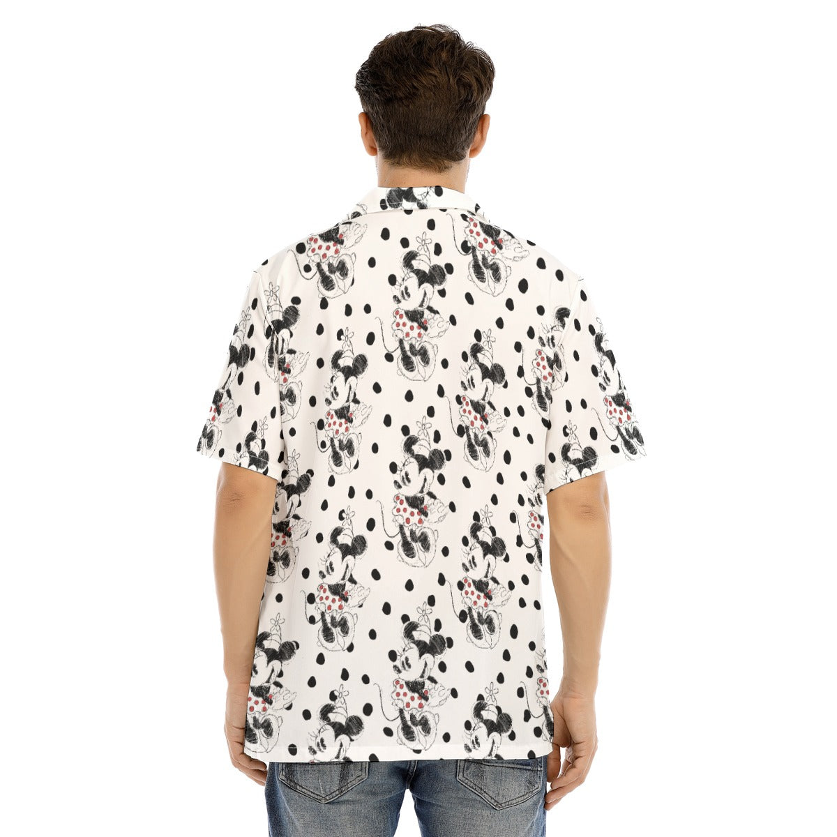 Sketch of Polka Dot Mouse - Men's Hawaiian Button Up Shirt