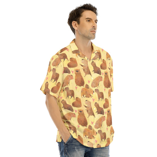 Capybara Love - Men's Hawaiian Button Up Shirt