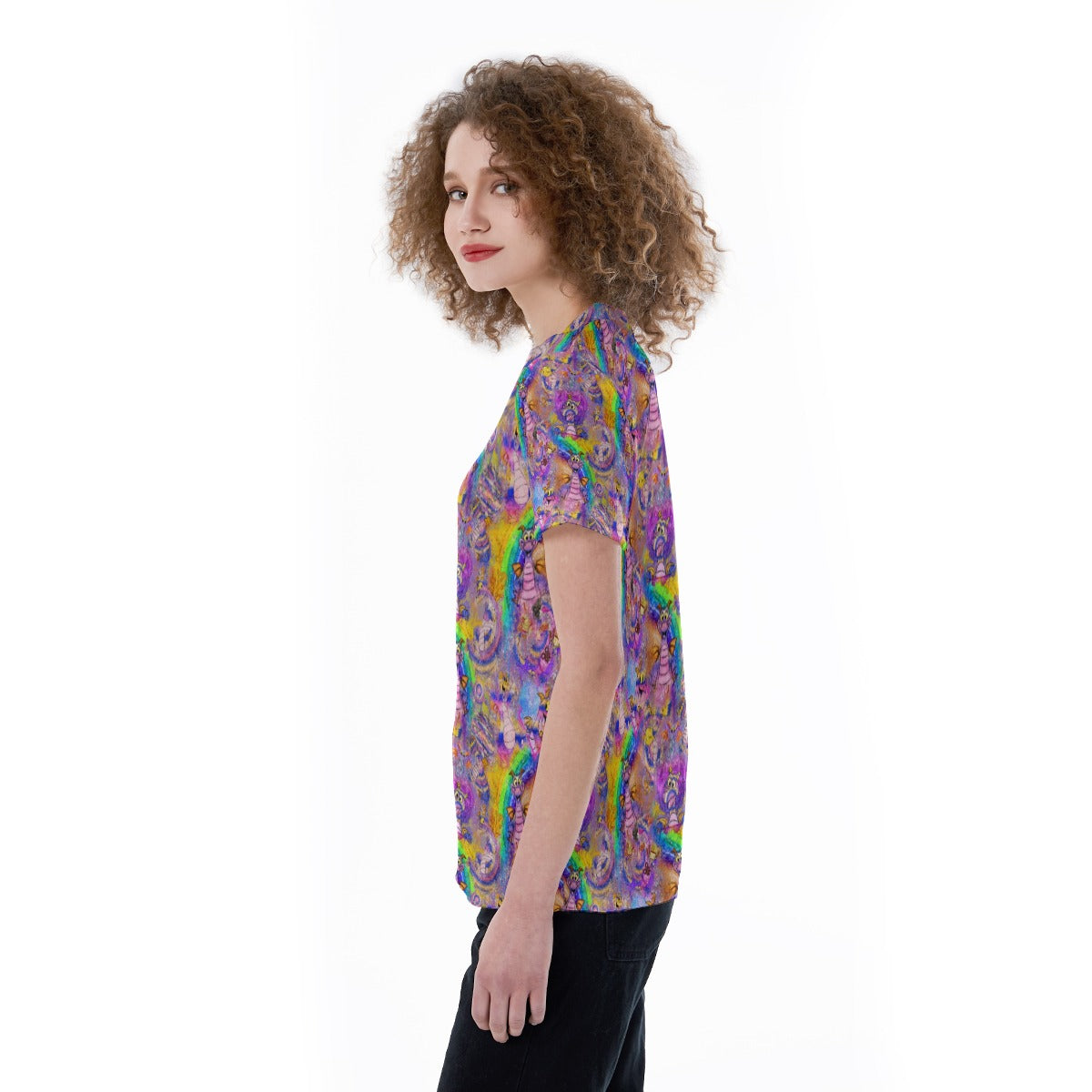 Figment Watercolor Rainbow - Women's Short Sleeve V-Neck T-Shirt