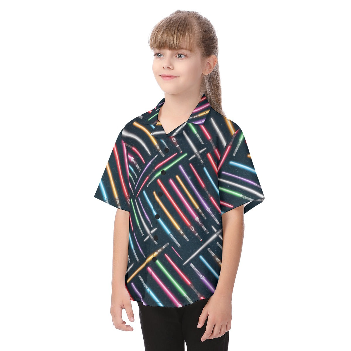 Vibrant Galaxy Sabers - Kid's Hawaiian Button Up Shirt