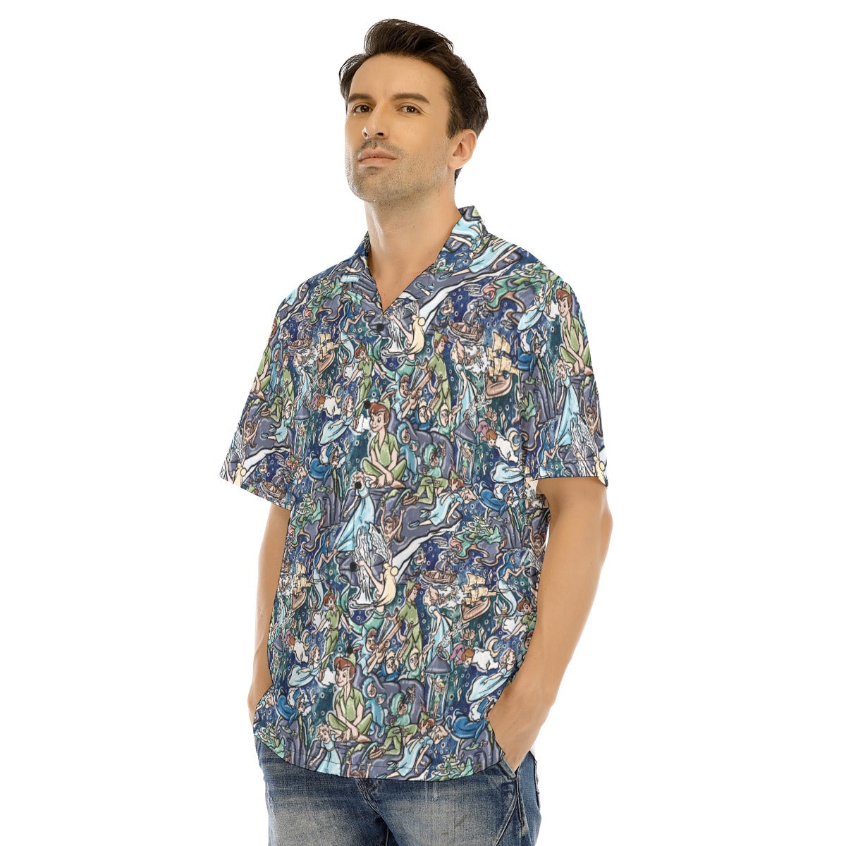 Magical Skybound Adventure - Men's Hawaiian Button Up Shirt