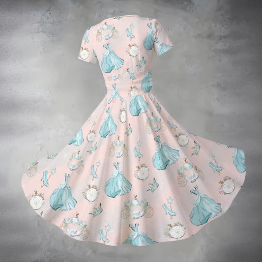 Pastel Midnight Magic - Women's V-Neck Ruched Midi Dress