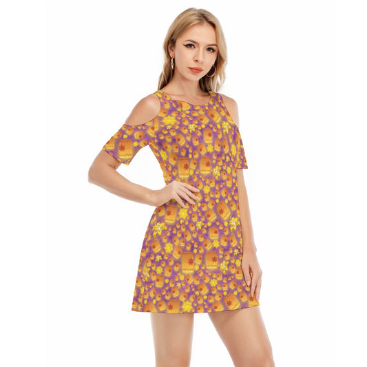Lantern Glow Festival - Women's Cold Shoulder Cotton Dress