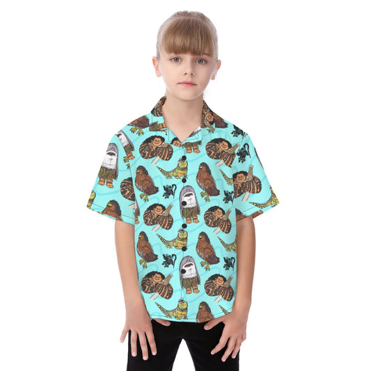 Shapeshifting Island Hero - Kid's Hawaiian Button Up Shirt