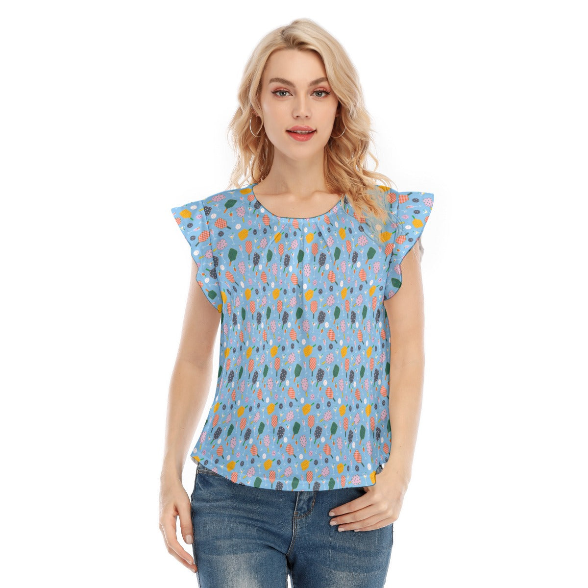 Pickleball and Cocktails - Women’s Flutter Sleeve Top