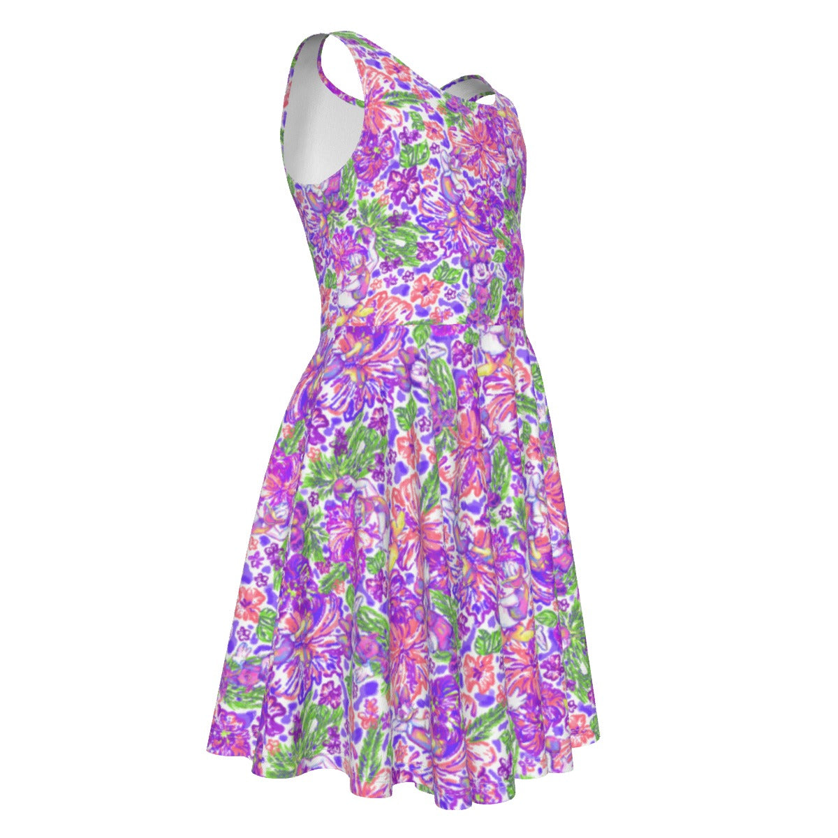 Tropical Splash Vibes - Iconic Crewends - Kid's Sleeveless Skater Dress