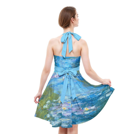 Monet Water Lillies - Women's Halter Vintage Pocket Dress