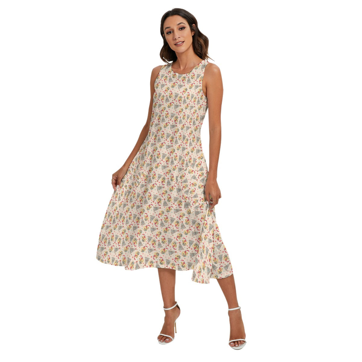 Cozy Bear Holiday Cheer - Women’s Diagonal Pocket Midi Dress
