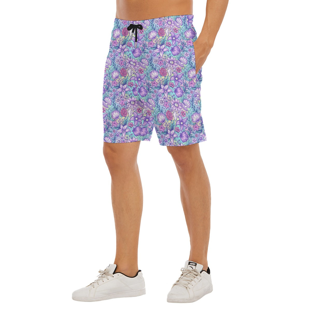 Fairytale Florals – Mermaid Princess - Men’s Pocket Beach Shorts