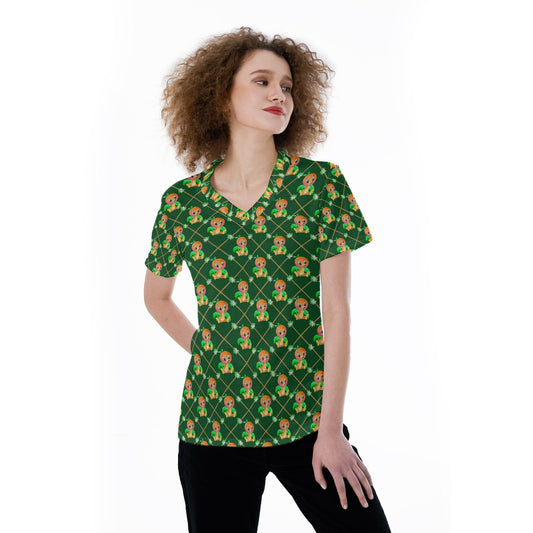 Geometric Citrus Delight - Women's Short Sleeve V-Neck T-Shirt