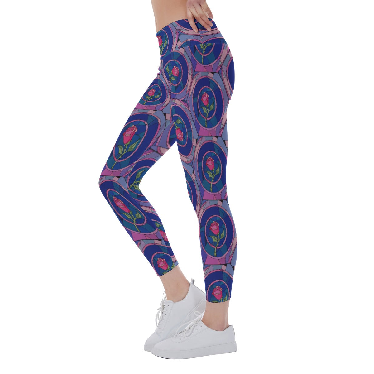 Enchanted Rose Stained Glass - Women's Yoga Leggings