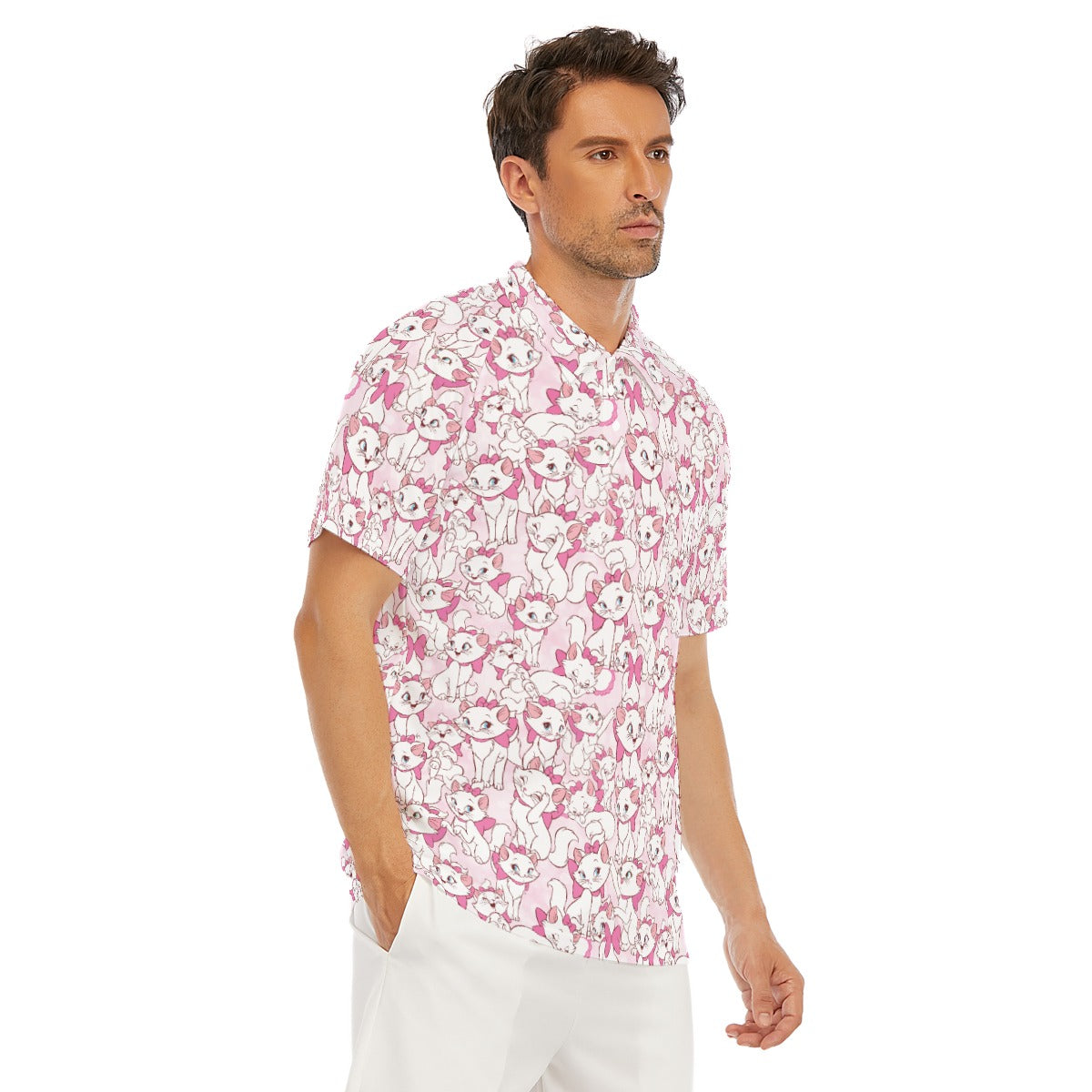 Sweet Kitten with Pink Bow - Men's Polo Shirt