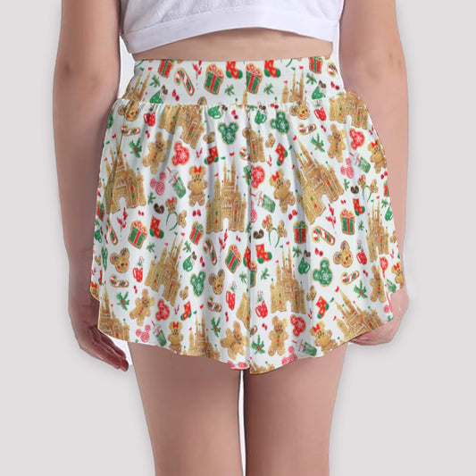 Gingerbread Castle Holiday Treats - Girls’ Flowy Pocket Shorts