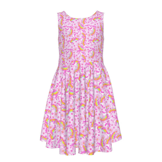 Unicorn Rainbows - Kid's Sleeveless Skater Dress